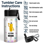 Unicorn Dino Mermaid Elephant School Kid's Name - Personalized Kids Water Bottle