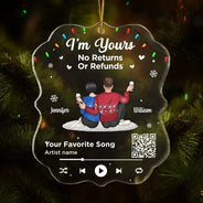 Christmas Couple QR Song Code I'm Yours - Personalized Custom Shaped Acrylic Ornament