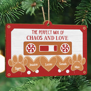 Gift For Couples,Family,Pet Couple,Dog Dad,Cat Dad,Pet Dad,Happy,Christmas - The Perfect Mix Of Chaos And Love - Personalized Custom Shaped Wooden Ornament
