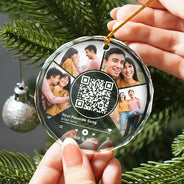 Gift For Couples, Gift For Husband, Gift For Wife, Gift For Boyfriend, Gift For Girlfriend - Custom Photo Favorite Song QR Code - Personalized Circle Glass Ornament