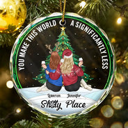 Gift For Bestie - Christmas Bestie You Make The World Better - Personalized Circle Glass Ornament