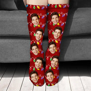 Custom Photo,Pet Lovers,Cat Lovers,Dog Lovers,Happy - Custom Photo Funny Pet Face Family - Personalized Socks