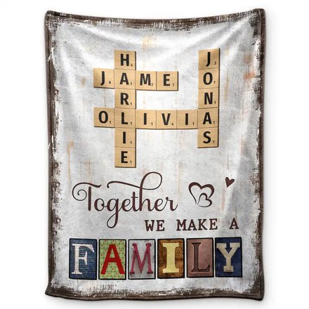 Together We Make A Family Crossword Scrabble - Personalized Fleece Blanket, Sherpa Blanket