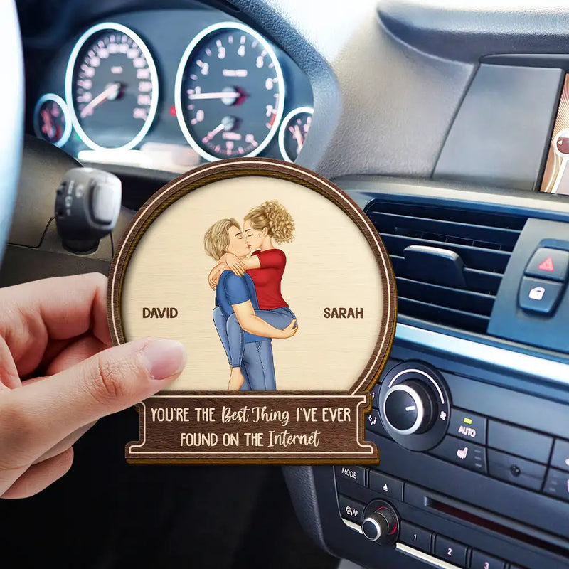 Gift For Couples,Gift For Husband,Gift For Wife,Gift For Boyfriend,Gift For Girlfriend,Happy - Kissing Couple Best Thing On The Internet - Personalized Custom Shaped Car Visor Clip
