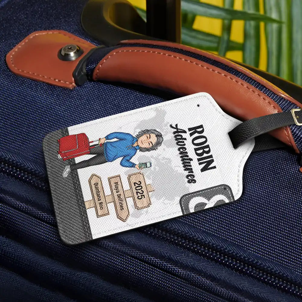 Gift For Couples,Gift For Husband,Gift For Wife,Travel,Happy,Gift For Boyfriend,Gift For Girlfriend - Couple Travel Adventures Sign Post - Personalized Combo 2 Luggage Tags