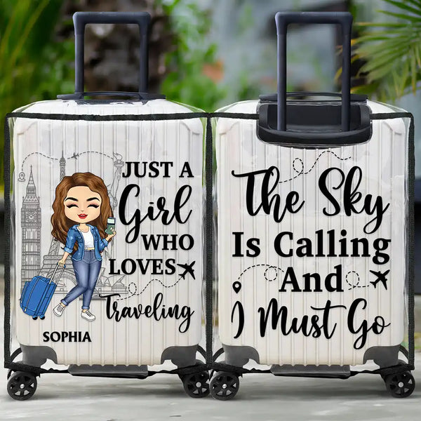 Travel, Gift For Yourself, Gift For Women - Just A Girl Boy Who Loves Traveling - Personalized Clear Luggage Cover