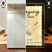 Gift For Couples,Gift For Husband,Gift For Wife,Gift For Boyfriend,Gift For Girlfriend,Happy - Couple Holding Hands From Our First Kiss - Personalized LED Mirror Frame Lamp
