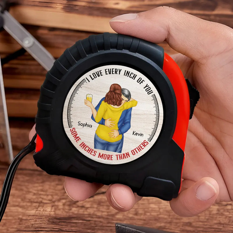 Gift For Couples,Gift For Husband,Gift For Wife,Gift For Boyfriend,Gift For Girlfriend,Funny - Kissing Couple Love Every Inch Of You - Personalized Tape Measure
