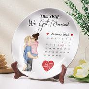 Gift For Couples, Gift For Husband, Gift For Wife, Gift For Boyfriend, Gift For Girlfriend - Calendar The Day I Found My Missing Piece - Personalized Ceramic Plate
