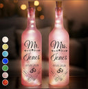 Gift For Couples, Gift For Husband, Gift For Wife, Married  - Mr & Mrs Holding Hands - Personalized Bottle Light
