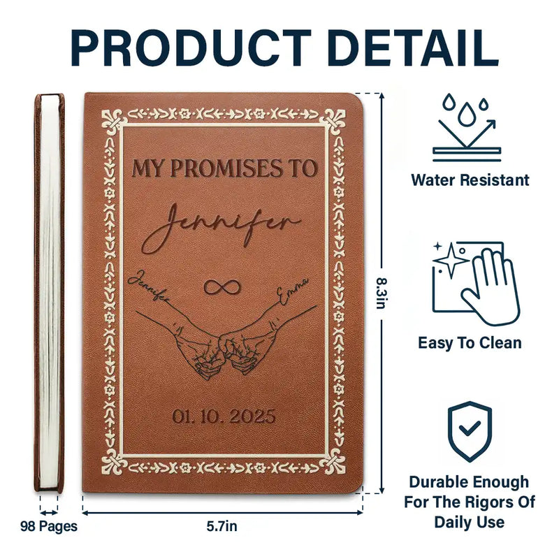 Gift For Couples,Gift For Husband,Gift For Wife,Gift For Boyfriend,Gift For Girlfriend,Wedding,Happy - Couple Handsketch My Promises To - Personalized Leather Journal