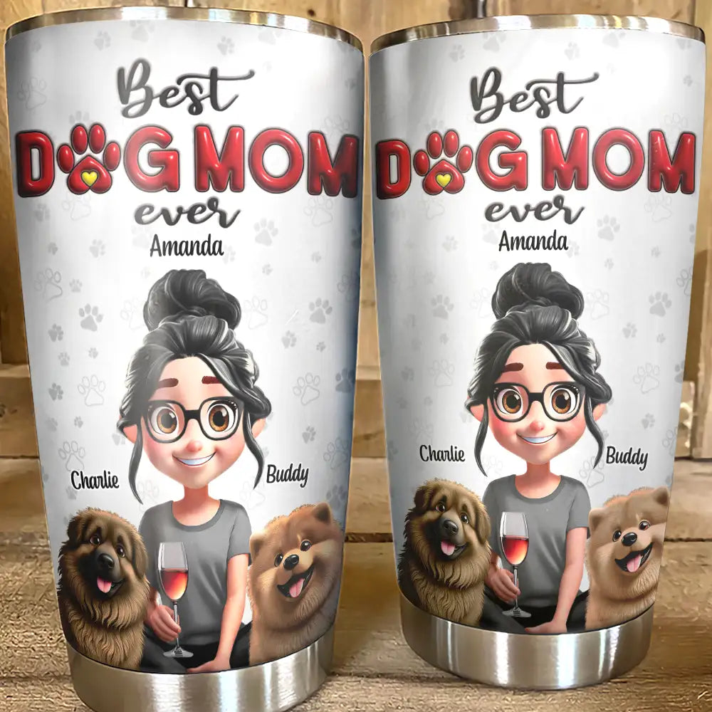 Dog Mom Dog Dad 3D Effect - Personalized Tumbler