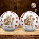 Custom Photo Pencil Drawing Engraved Best Dad Grandpa Ever - Personalized Baseball, Softball