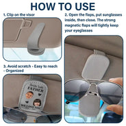 Custom Photo,Gift For Father,Gift For Grandpa,Happy,Non-Eng,Photo,Adorable - Custom Photo Drive Safe Daddy I Love You - Personalised Sunglasses Holder For Car Visor