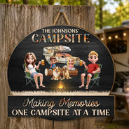 Camping Family Making Memories 3D Effect - Personalized Custom Shaped Wood Sign