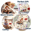 Reading Girl With Birth Month Flowers - Personalized Fleece Blanket, Sherpa Blanket