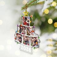 Custom Photo Family Christmas Tree Version 2 - Personalized Custom Shaped Acrylic Ornament