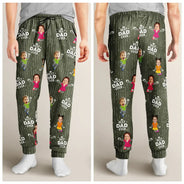 Gift For Father, Gift For Grandpa, Happy, Custom Photo - Custom Photo Cute Kids Best Dad Grandpa Ever Rain Pattern - Personalized Pajama Pants