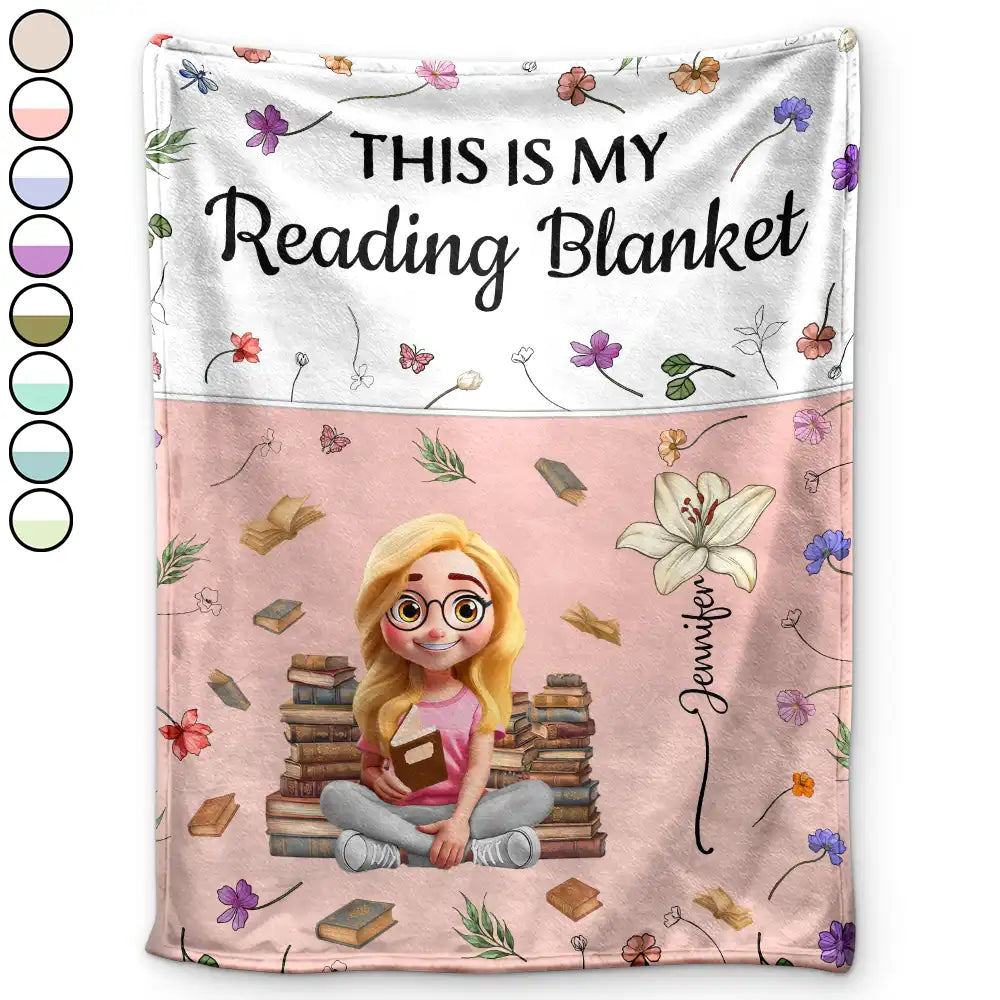 This Is My Reading Blanket Colorful Birth Month Flower - Personalized Fleece Blanket, Sherpa Blanket