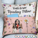My Reading Pillow Reading Girl With Pets & Birth Month Flower - Personalized Pocket Pillow