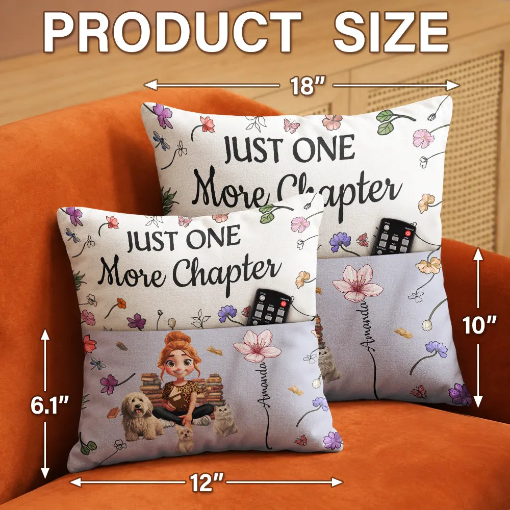 My Reading Pillow Reading Girl With Pets & Birth Month Flower - Personalized Pocket Pillow