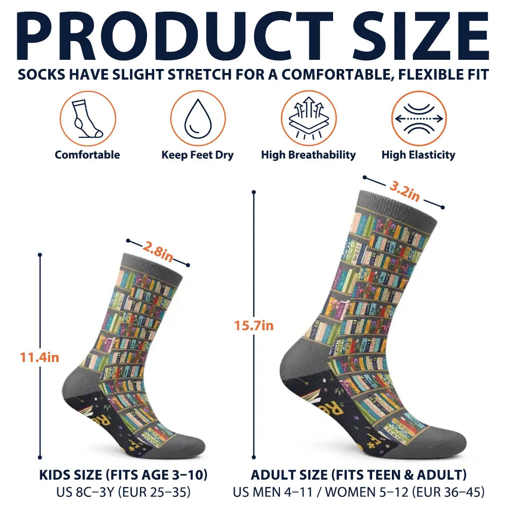 Reading, Gift For Yourself, Gift For Women, Happy - My Reading Socks Reading Girl With Birth Month Flower - Personalized Socks
