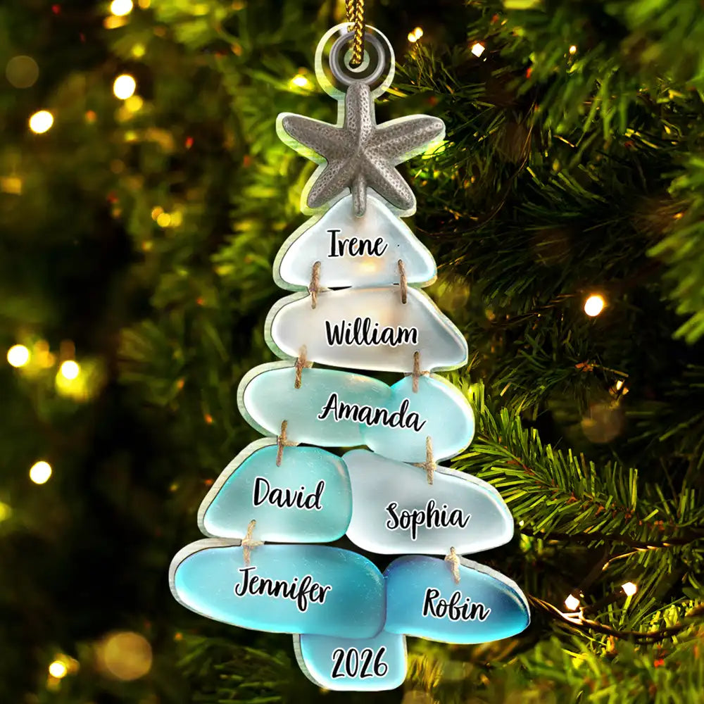 Beach Stones Family Christmas - Personalized Custom Shaped Acrylic Ornament