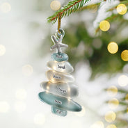 Beach Stones Family Christmas - Personalized Custom Shaped Acrylic Ornament