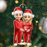 3D Effect Couple Expecting Parents, Baby Expecting, Baby Announcement - Personalized Custom Shaped Acrylic Ornament
