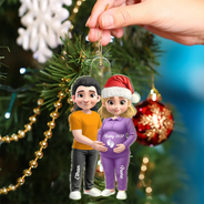 3D Effect Couple Expecting Parents, Baby Expecting, Baby Announcement - Personalized Custom Shaped Acrylic Ornament