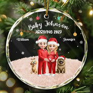 Expecting Parents 3D Effect Baby Arriving - Personalized Circle Glass Ornament
