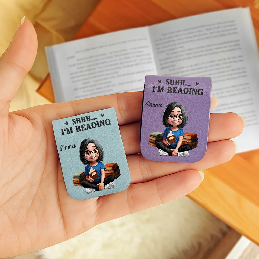 Gift For Yourself,Reading,Gift For Women,Gift For Men,Happy,Top Market - Just One More Chapter 3D Effect Reading Woman Man - Personalized Leather Magnetic Bookmark