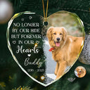 Custom Photo,Pet Lovers,Memorial,Sad - Custom Photo No Longer By My Side Pet Loss - Personalized Heart Shaped Glass Ornament