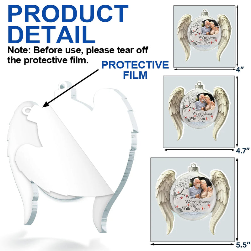 Memorial,Family,Gift For Women,Gift For Men,Sad,Christmas,Top Market - Custom Photo I'm Always With You Angel Wings - Personalized Custom Shaped Acrylic Ornament