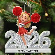 3D Shining Effect Christmas Cheerleader - Personalized Custom Shaped Acrylic Ornament