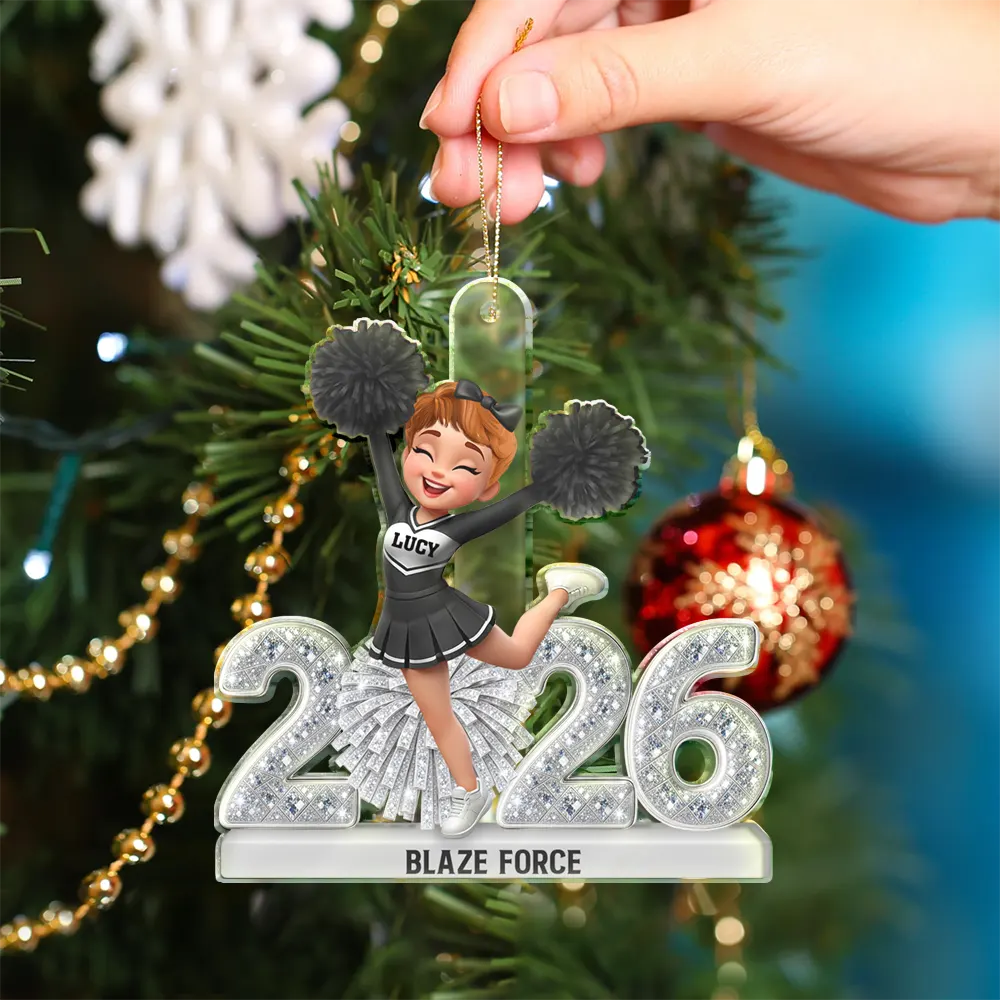 3D Shining Effect Christmas Cheerleader - Personalized Custom Shaped Acrylic Ornament