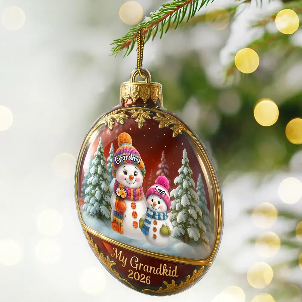 Snowman Our Grandkids - Personalized Custom Shaped Acrylic Ornament
