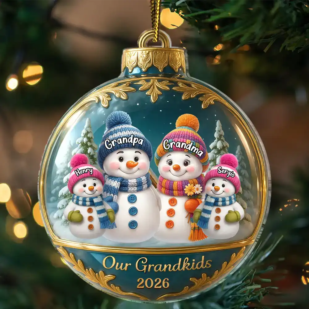 Snowman Our Grandkids - Personalized Custom Shaped Acrylic Ornament