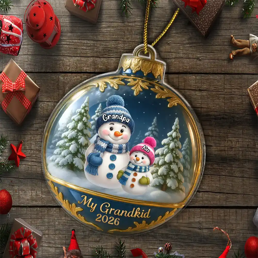 Snowman Our Grandkids - Personalized Custom Shaped Acrylic Ornament