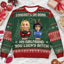 Gift For Couples,Old Couples,Gift For Husband,Gift For Wife,Gift For Women,Gift For Men,Funny,Christmas,Top Market - Christmas Couple Congrats On Being My Husband You Lucky Man - Personalized Unisex Ugly Sweater