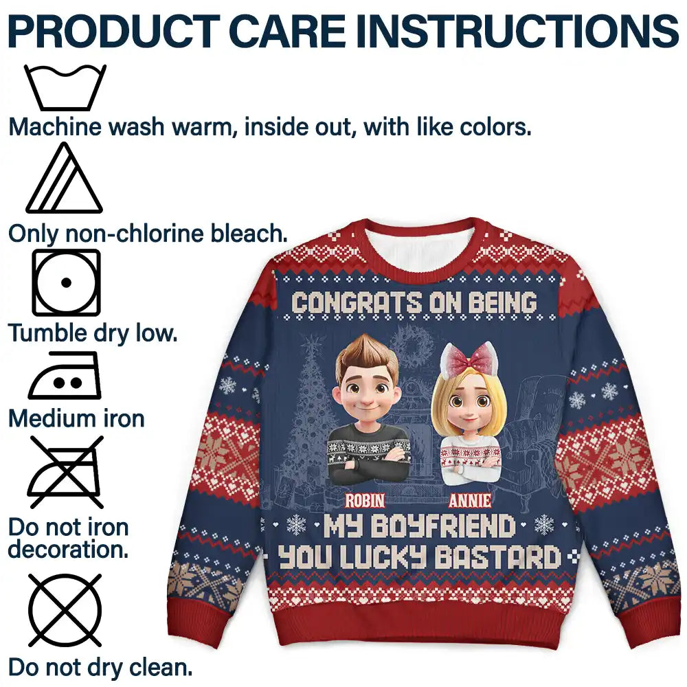 Gift For Couples,Old Couples,Gift For Husband,Gift For Wife,Gift For Women,Gift For Men,Funny,Christmas,Top Market - Christmas Couple Congrats On Being My Husband You Lucky Man - Personalized Unisex Ugly Sweater