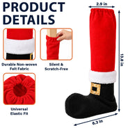 Christmas,Gift For Yourself,Gifts For Her,Gifts For Him,Indoor Decor,No Custom,Playful - Christmas Home Decor, Dining Room Gift For Family - Santa, Reindeer, Elf Boot Furniture Leg Cover