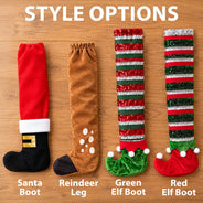 Christmas,Gift For Yourself,Gifts For Her,Gifts For Him,Indoor Decor,No Custom,Playful - Christmas Home Decor, Dining Room Gift For Family - Santa, Reindeer, Elf Boot Furniture Leg Cover