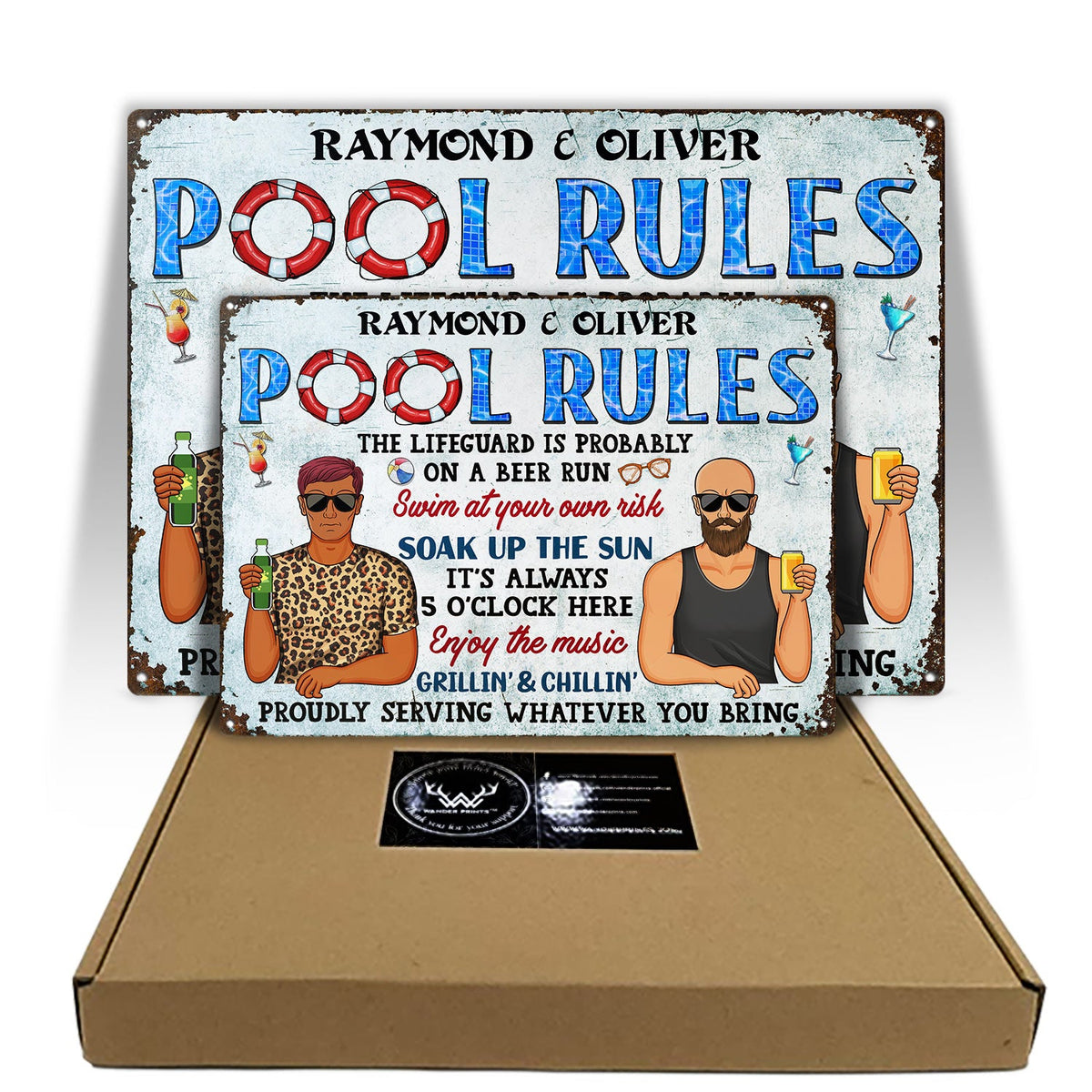 Pool Rules Soak Up The Sun Grilling - Home Decor, Backyard Decor, Gift For Her, Him, Family, Couples, Husband, Wife - Personalized Custom Classic Metal Signs