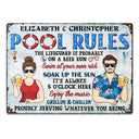 Pool Rules Soak Up The Sun Grilling - Home Decor, Backyard Decor, Gift For Her, Him, Family, Couples, Husband, Wife - Personalized Custom Classic Metal Signs