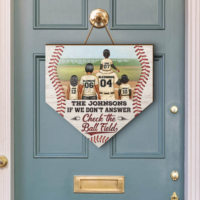 If We Don't Answer Check The Ball Field - Gift For Family, Baseball, Softball Fans - Personalized Custom Shaped Wood Sign