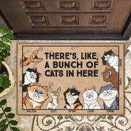 There's Like A Bunch Of Cats Funny Cartoon Cat - Gift For Cat Lovers - Personalized Doormat