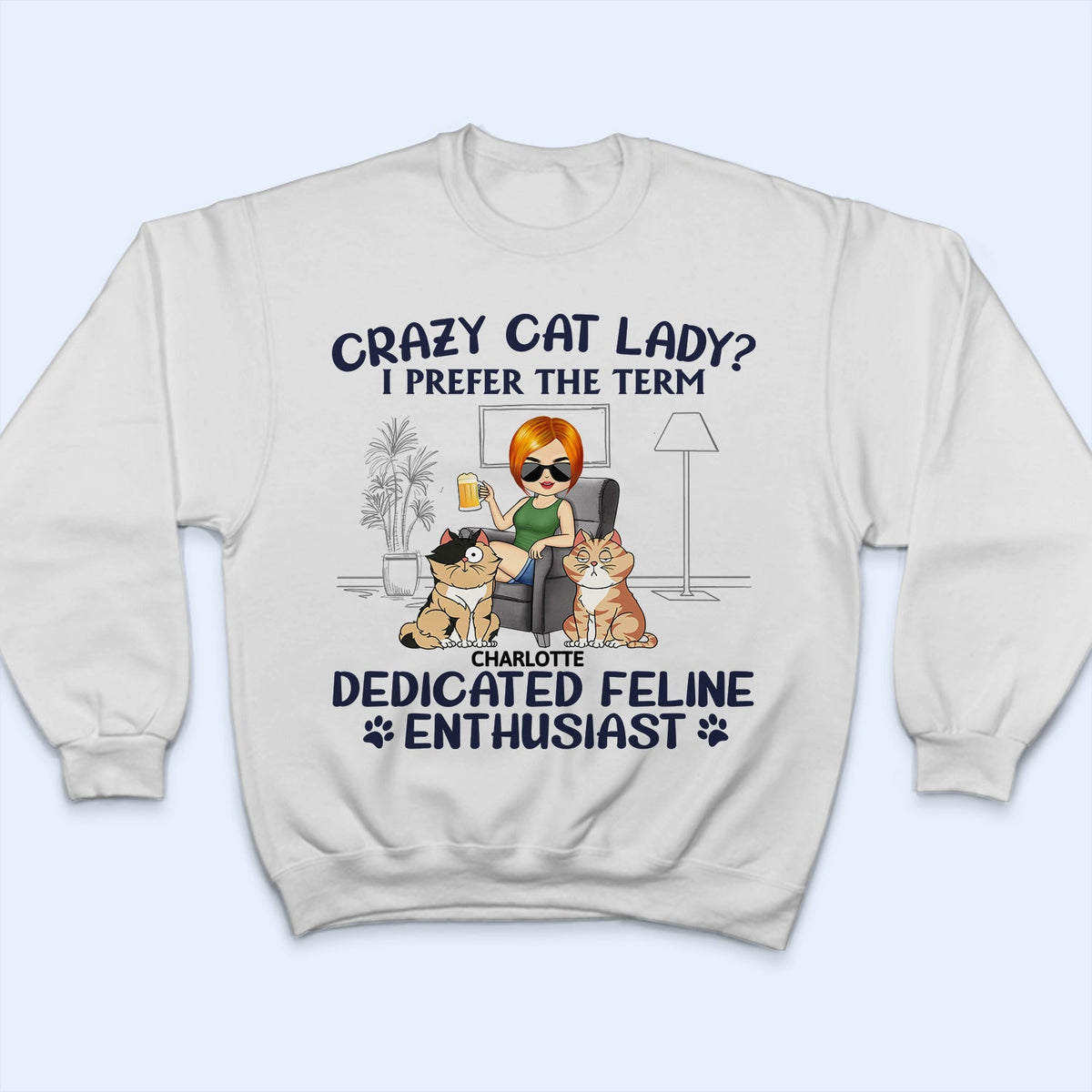 Dedicated Feline Enthusiast - Funny, Birthday Gift For Cat Lovers - Personalized T Shirt