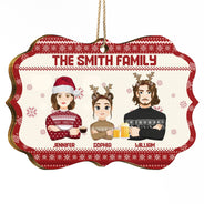 Flat Art - Christmas, Funny Gift For Family, Couple, Dad, Mom, Grandpa, Grandma - Personalized Medallion Wooden Ornament