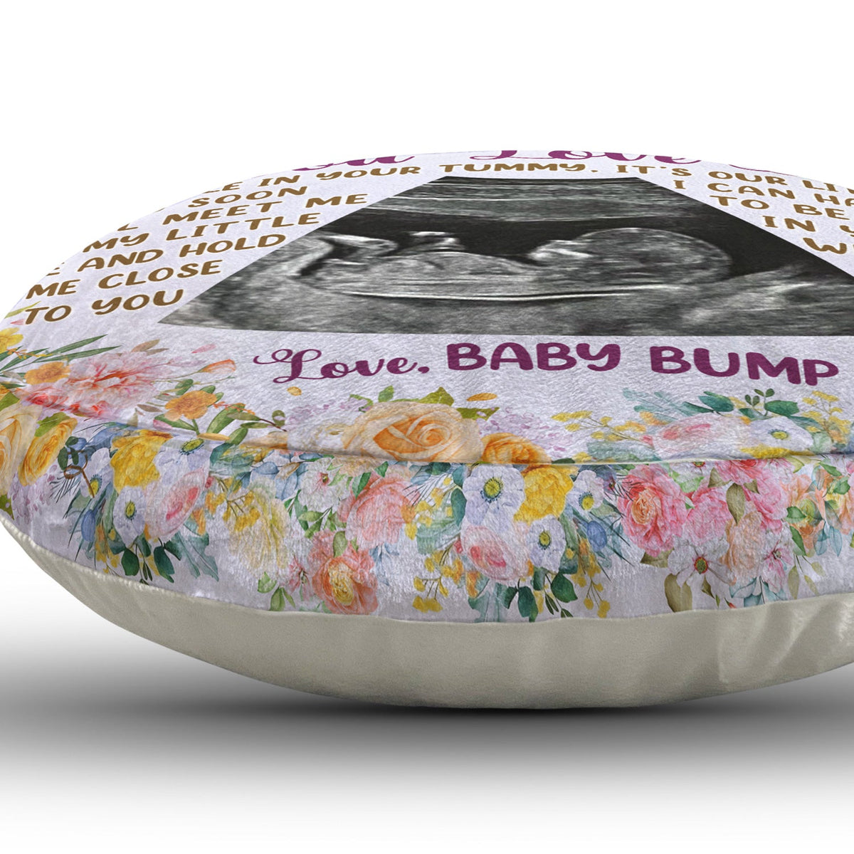 Custom Photo I Can Hear You Say You Love Me - Baby Shower Gift, First Mom, Wife - Personalized Round Pillow